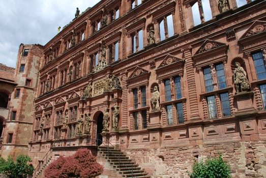 The Ottheinrichbau in Heidelberg Castle in Europe.