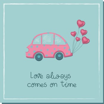 Retro poster with red sublimation love for banner design. Romantic vector. Beautiful color. Lettering typography poster. Vector background. Vector drawing.