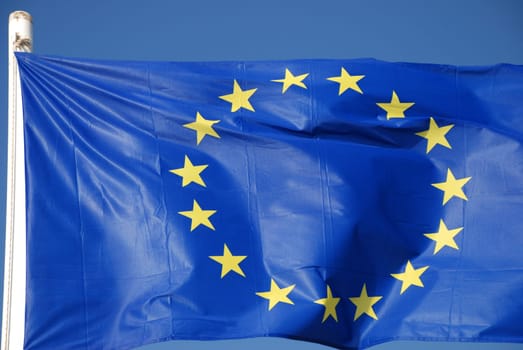 The blue flag of the European Union
