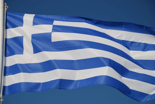 The blue and white flag of the European state of Greece