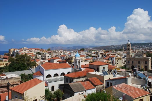 Chania is a large city on the northwest coast of the Greek island of Crete