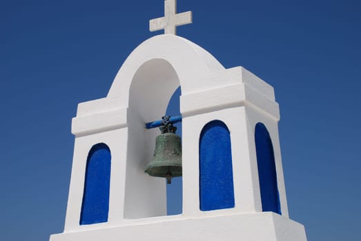 Bell tower on a Greek Orthodox Chappel on the Greek island of Santorini