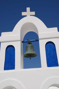Bell tower on a Greek Orthodox Chappel on the Greek island of Santorini