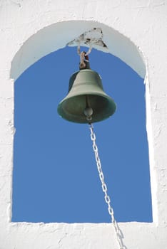 Bell tower on a Greek Orthodox Chappel on the Greek island of Santorini