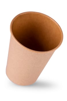 The empty paper cup isolated on white background