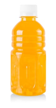 The Orange juice in a plastic container jug isolated on a white background.