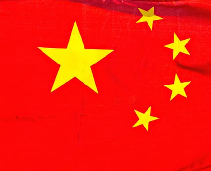 Chinese National Flag on white background. Selective focus