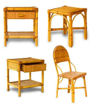 The wicker furniture on a white background