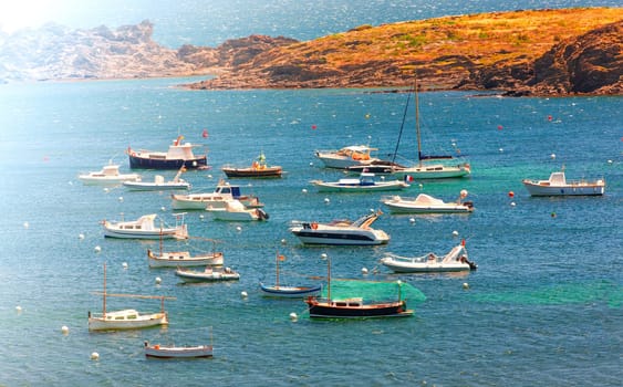 The cove with small boats in Cadacez, Spain