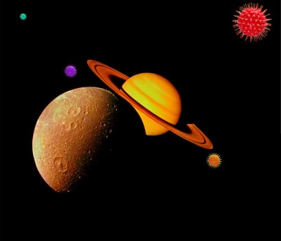 The Solar system with planets and asteroids as a coronavirus. (Elements of this image furnished by NASA)