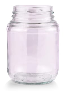 The Empty glass jar isolated on a white background