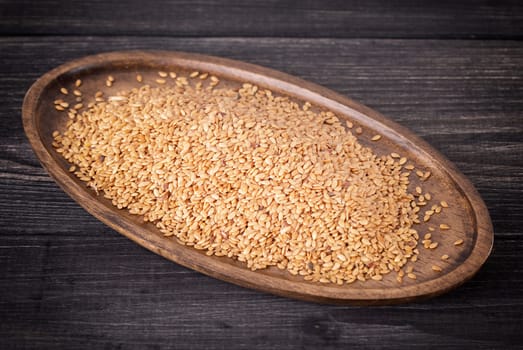 Sesame close up shot on wood background