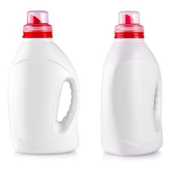 white plastic bottle with a handle on white