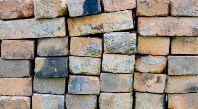 The old red brick wall texture background.