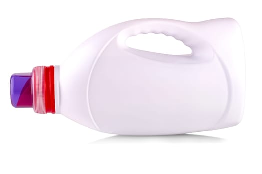 white plastic bottle with a handle on white