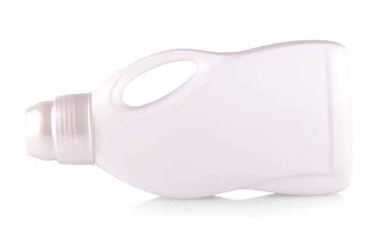white plastic bottle with a handle on white