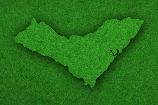 Map of Alagoas on green felt