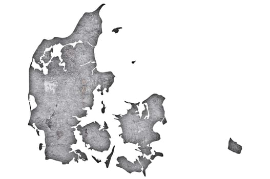 Map of Denmark on weathered concrete