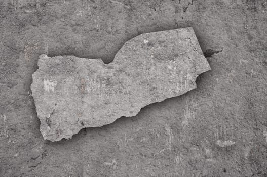 Map of Yemen on weathered concrete