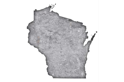 Map of Wisconsin on weathered concrete