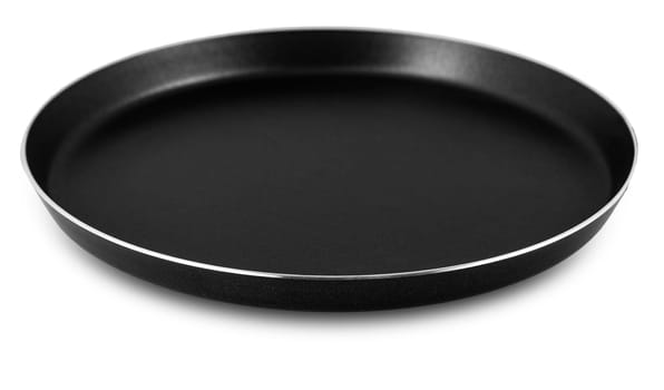The round frying pan without handle on white background