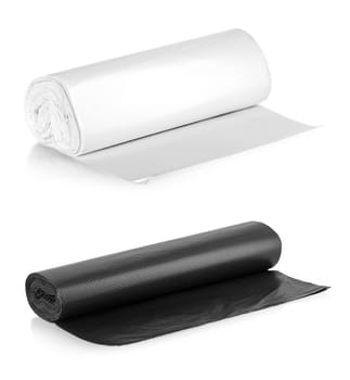 Roll of plastic oven cooking bags isolated on white