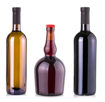 The set of Wine bottle isolated on white background