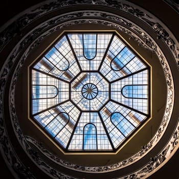 ROME, ITALY - CIRCA SEPTEMBER 2020: the famous spiral staircase with double helix made by Giuseppe Momo in 1932. Vatican Museum.