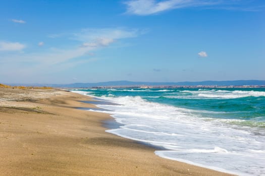 Beautiful beach and incredible sea in Pomorie, Bulgaria.