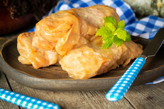 Delicious homemade stuffed cabbage leaves. Belarusian traditional dish
