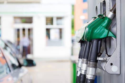 Detail of a fuel pump in a gas station