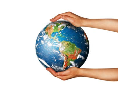 Globe on her hands