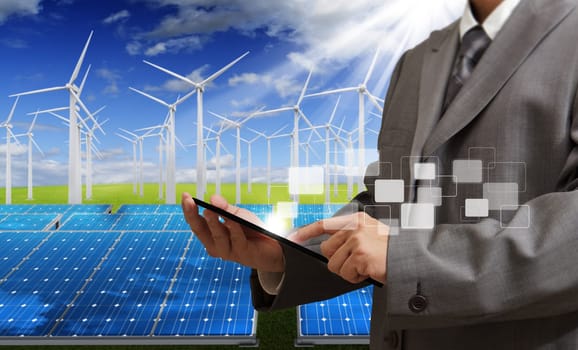 engineer checking with tablet computer