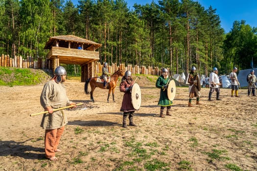 Cedynia, Poland June 2019 Historical reenactment of Battle of Cedynia, an army of Mieszko I of Poland defeated forces of Hodo of Germany, 11th century