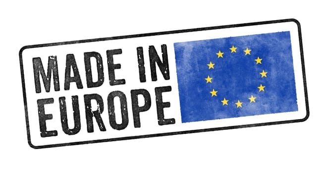 Stamp on a white background - Made in Europe