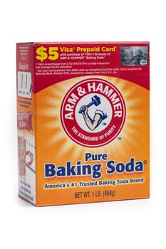 WETZLAR, GERMANY 2020-09-05: A box of Arm and Hammer Baking Soda. Arm and Hammer is a division of Church and Dwight of Princton,New Jersey.
