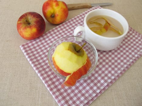 Apple skin tea, brewed tea made from apple peel