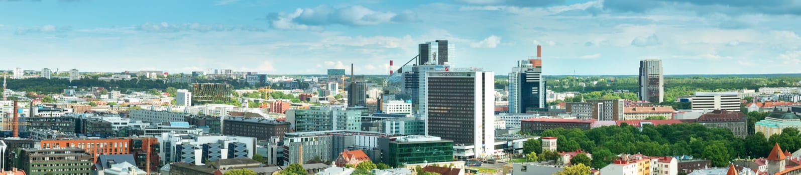 TALLINN, ESTONIA - JULY 10: View to Viru Gates in Old Tallinn on JULY 10, 2016 in Tallinn. View to the high buildings in the center of estonian capital