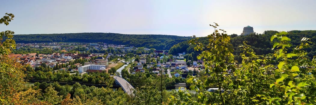Panorama shot of Kelheim with sights of the city
