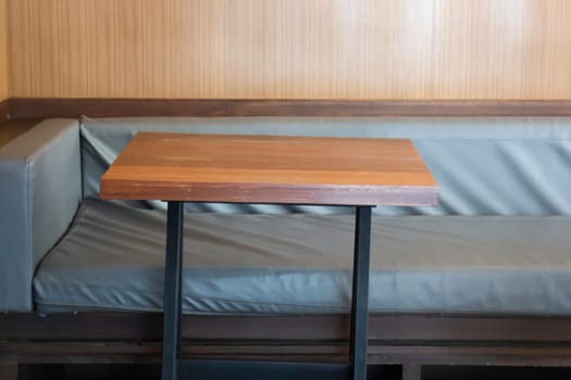 Interior working space wooden furniture, stock photo