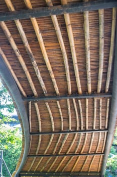 Bamboo roof in rice field resort, stock photo