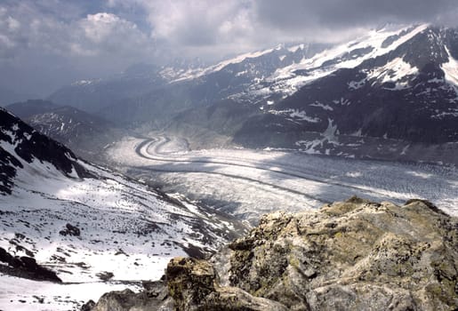 Grosser Aletschgletscher im Jahre 1979, Landschaft