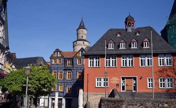 Rathaus, Hexenturm, Bergfried, Das Schiefe Haus, Altstadt, Idstein