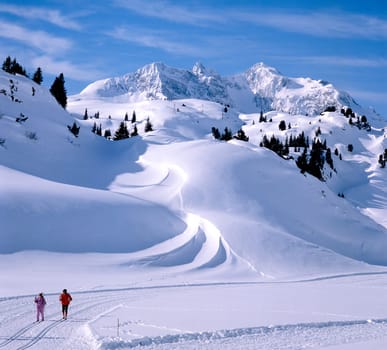 Arlberggebiet, Warth, Tirol, Österreich, Winter, Schnee.