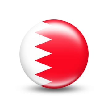 Bahrain country flag in sphere with white shadow - illustration