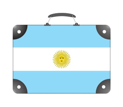 Argentina country flag in the form of a travel suitcase on a white background - illustration