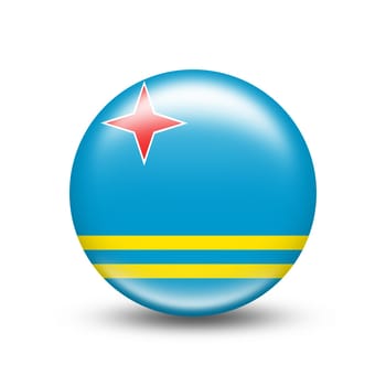 Aruba country flag in sphere with white shadow - illustration