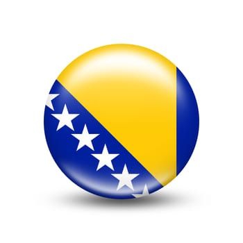 Bosnia and Hercegovina country flag in sphere with white shadow - illustration