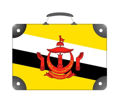 Brunei country flag in the form of a travel suitcase on a white background - illustration