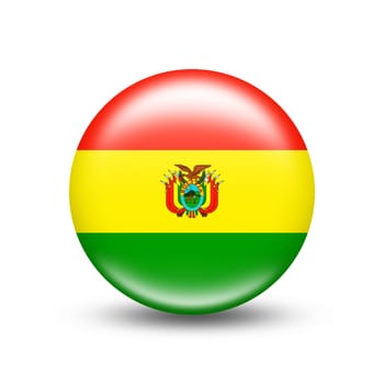 Bolivia country flag in sphere with white shadow - illustration